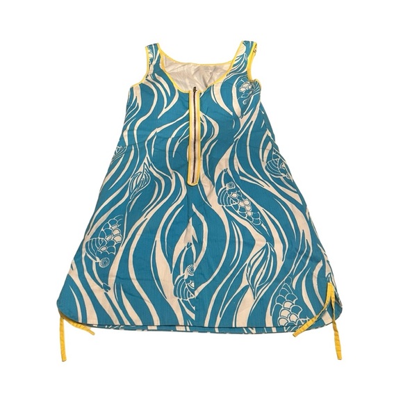 Lilly Pulitzer Delia Shift Dress Joe Fish Size 0 Blue White Yellow - Picture 2 of 4